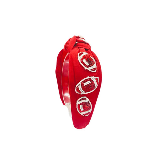 Red Game Day Knot Headband - MUDBUGSBTQ