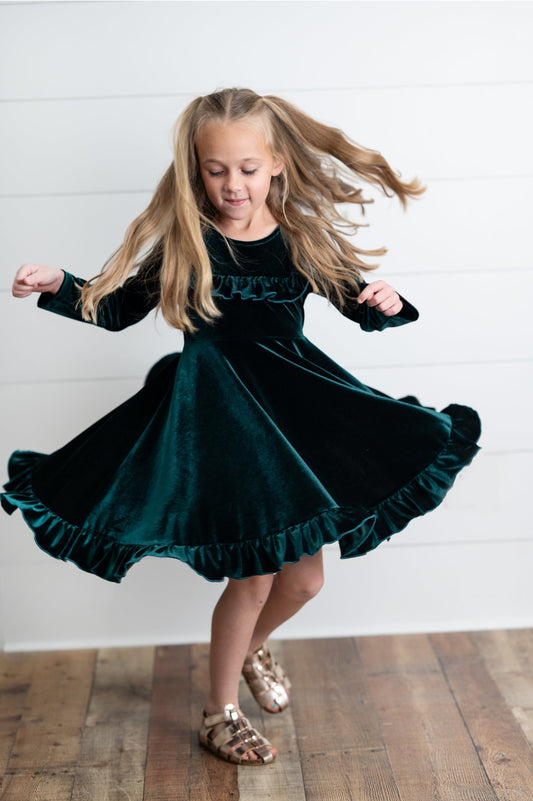 Velvet Ruffle Fancy Dress