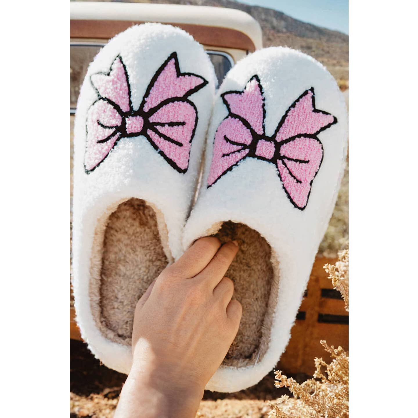 Womens Bow Slippers