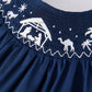 Navy Nativity Smocked Dress