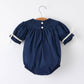 Navy Nativity Smocked Romper