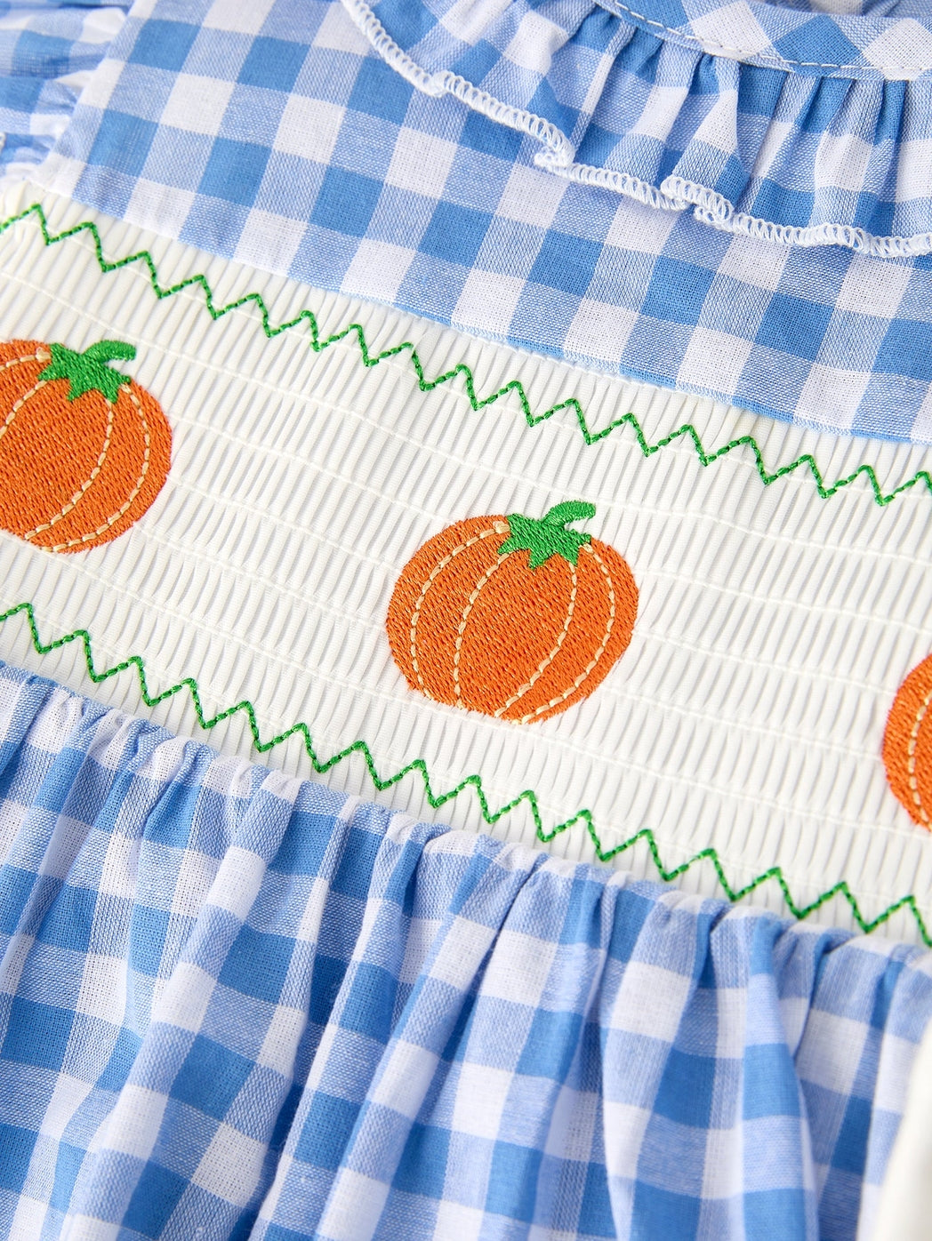 Girl Fall Blue Smocked Romper - MUDBUGSBTQ