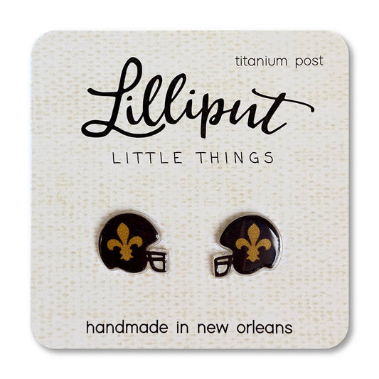 Black & Gold Helmet Earrings - MUDBUGSBTQ