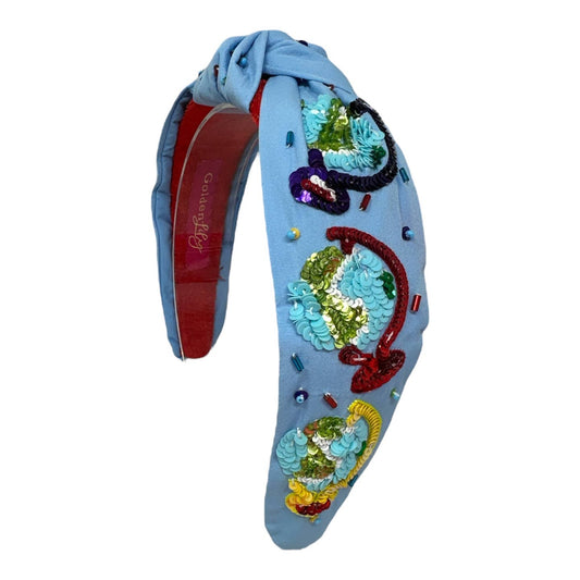Teacher Globe Knot Headband - MUDBUGSBTQ