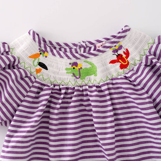 Mardi Gras Smocked Dress - MUDBUGSBTQ