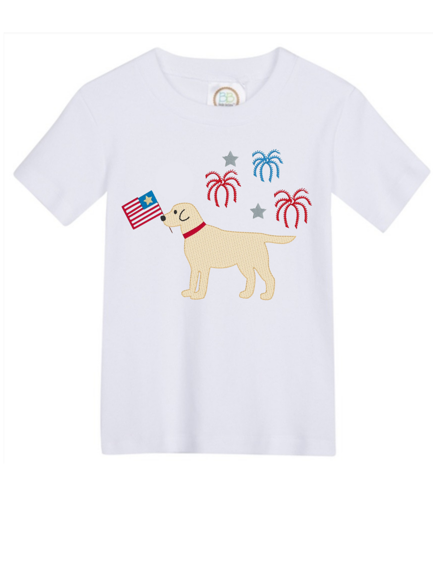 4th of July Dog Embroidery Shirt - MUDBUGSBTQ