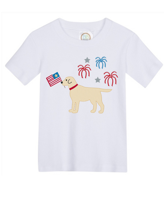 4th of July Dog Embroidery Shirt - MUDBUGSBTQ