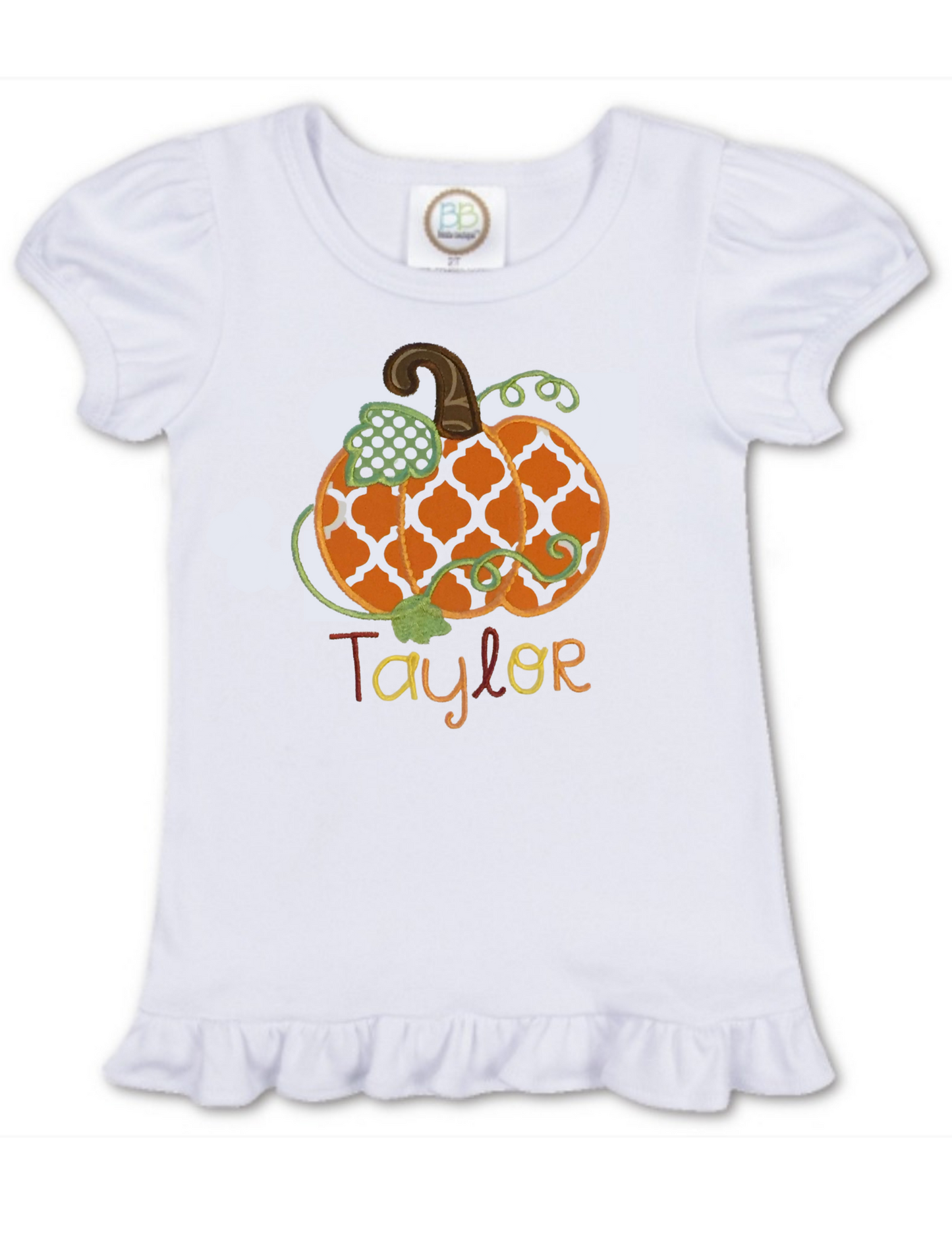 Girls Pumpkin Applique - MUDBUGSBTQ