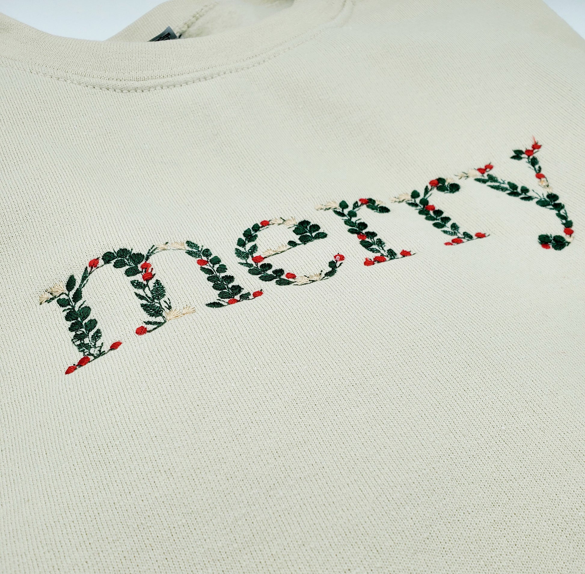 Floral Merry Embroidered Sweatshirt - MUDBUGSBTQ