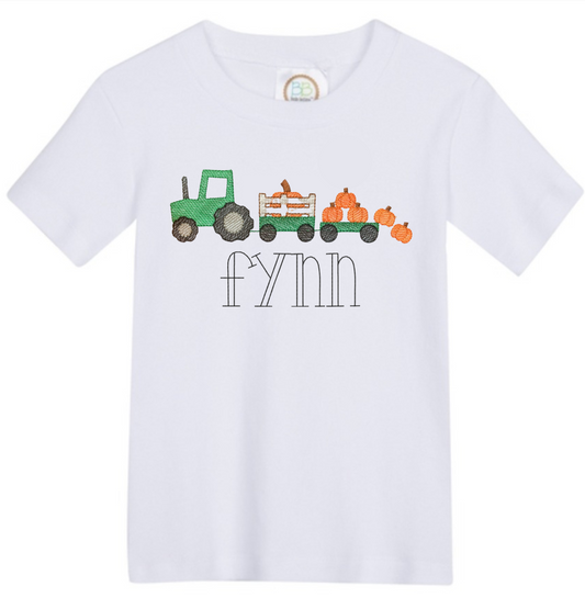 Pumpkin Tractor Embroidery - MUDBUGSBTQ