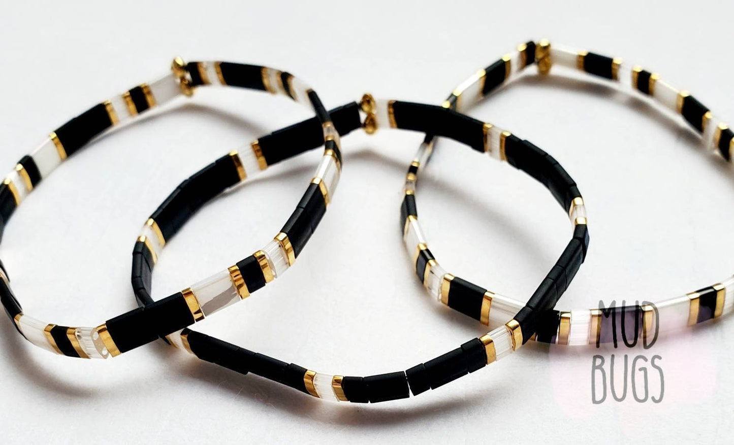 Black and White Bracelet Tila Stack - MUDBUGSBTQ