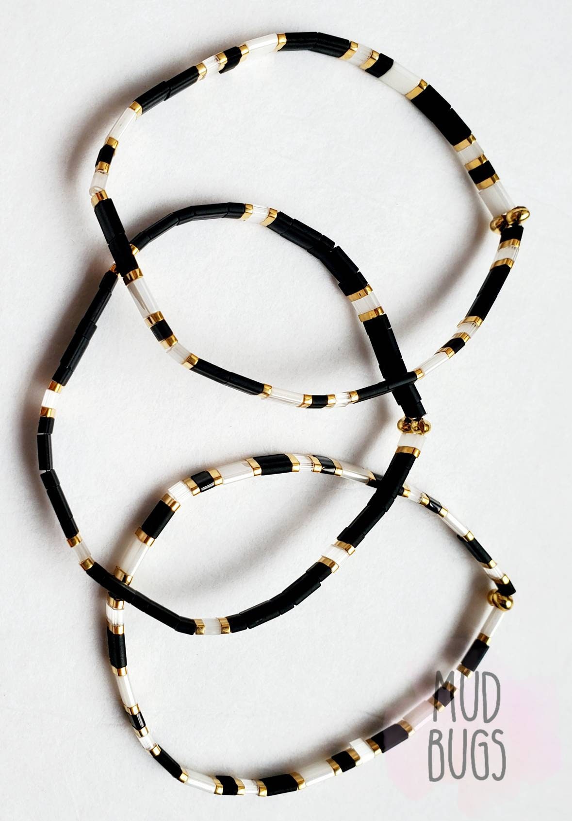 Black and White Bracelet Tila Stack - MUDBUGSBTQ